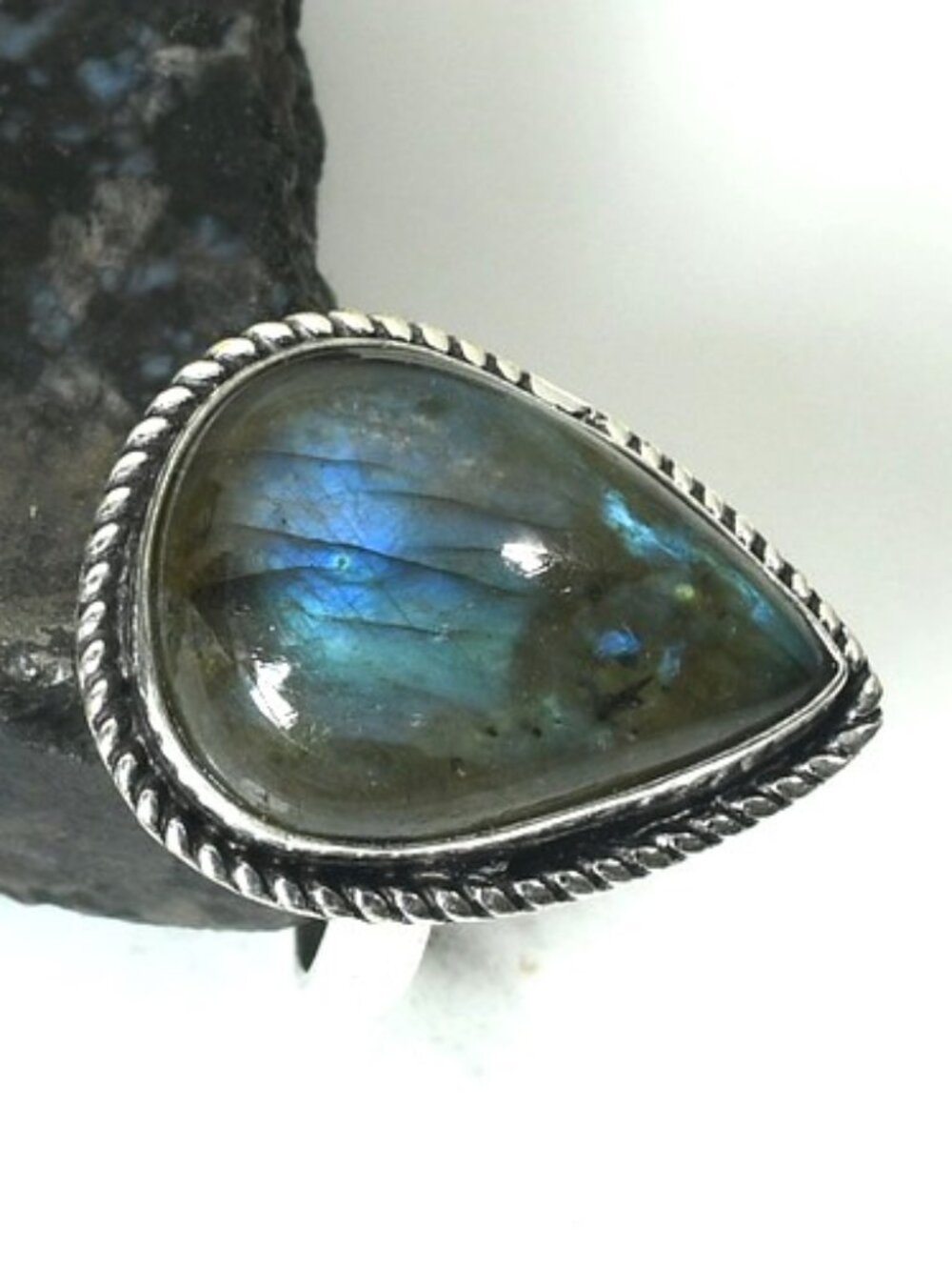 Labradorite Gemstone Sterling Silver Ring Size 7